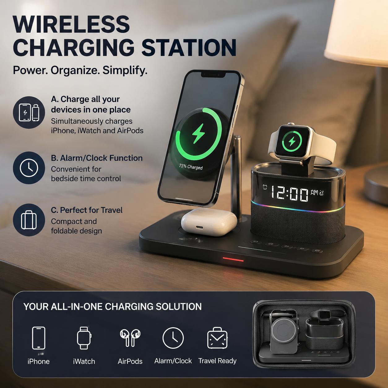 Smartwatch Phone Watches - Magnetyczna bezprzewodowa stacja ładująca do telefonów