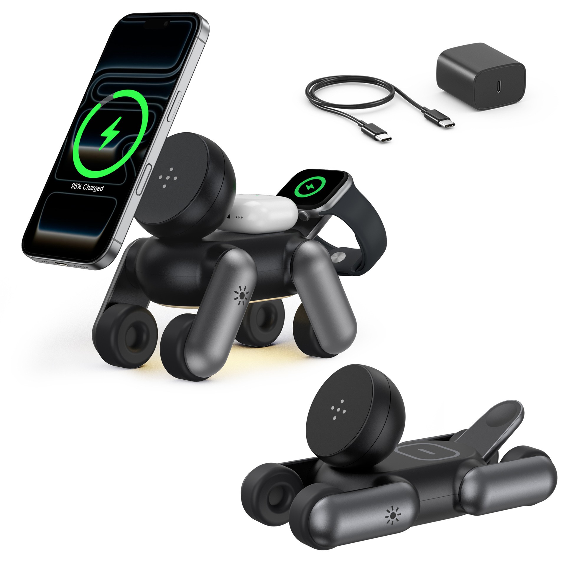 Smartwatch Phone Watches - Magnetyczna bezprzewodowa ładowarka 3-w-1, przenośny uchwyt