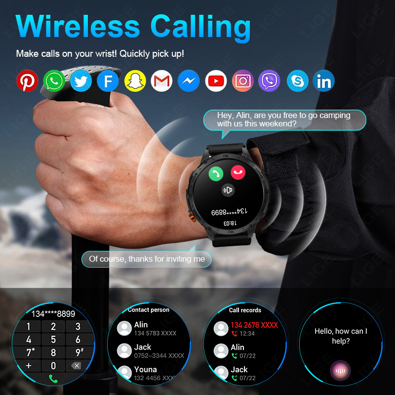 LIGE 730mAh duża bateria bardz – Smartwatch Latest Watches For Men recenzja i cena